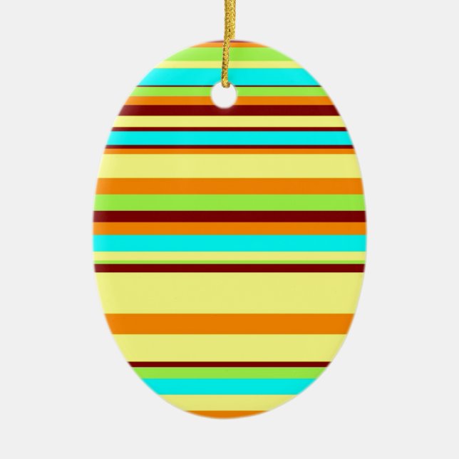 Colourful Customised Designer Stripe Pattern Ceramic Tree Decoration (Front)