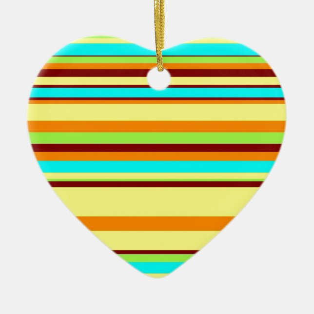 Colourful Customised Designer Stripe Pattern Ceramic Tree Decoration (Front)