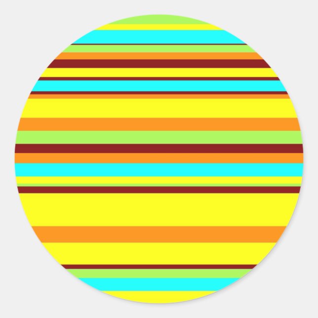 Colourful Customised Designer Stripe Pattern Classic Round Sticker (Front)