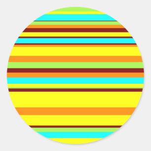 Colourful Customised Designer Stripe Pattern Classic Round Sticker