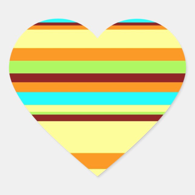 Colourful Customised Designer Stripe Pattern Heart Sticker (Front)