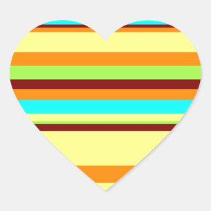 Colourful Customised Designer Stripe Pattern Heart Sticker