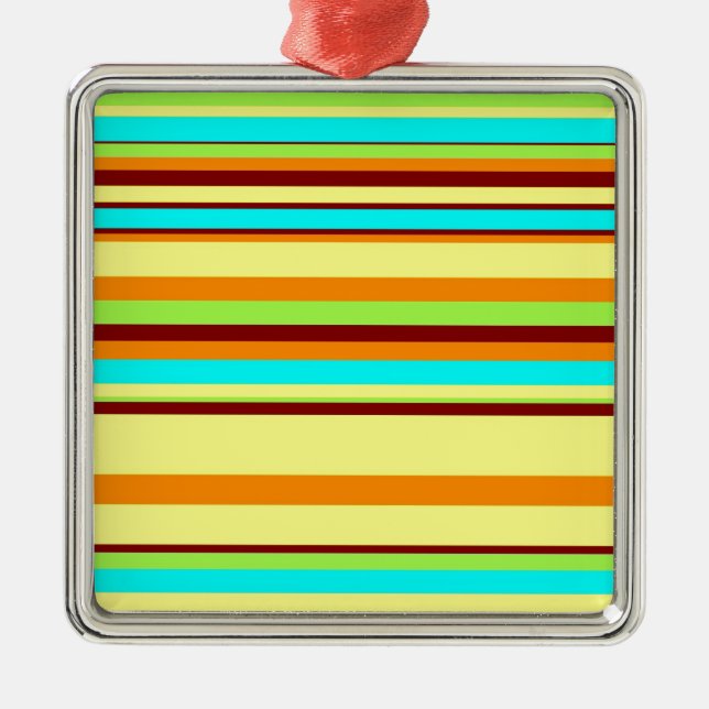 Colourful Customised Designer Stripe Pattern Metal Tree Decoration (Front)