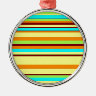 Colourful Customised Designer Stripe Pattern Metal Tree Decoration