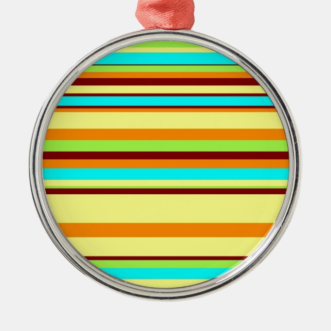 Colourful Customised Designer Stripe Pattern Metal Tree Decoration (Front)