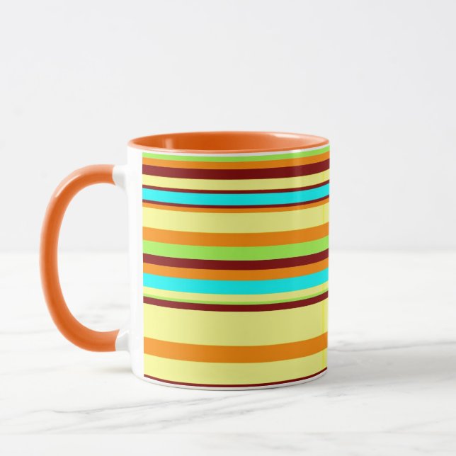 Colourful Customised Designer Stripe Pattern Mug (Left)