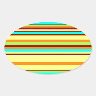 Colourful Customised Designer Stripe Pattern Oval Sticker