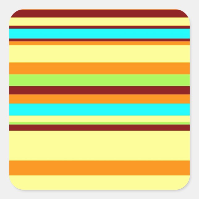 Colourful Customised Designer Stripe Pattern Square Sticker (Front)