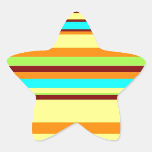 Colourful Customised Designer Stripe Pattern Star Sticker