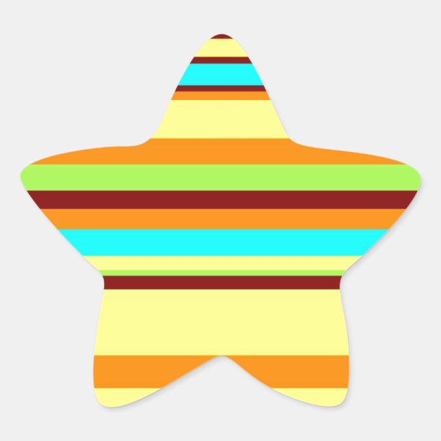 Colourful Customised Designer Stripe Pattern Star Sticker (Front)