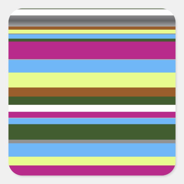 Colourful Customised Designer Stripe Square Sticker (Front)