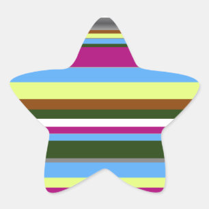 Colourful Customised Designer Stripe Star Sticker