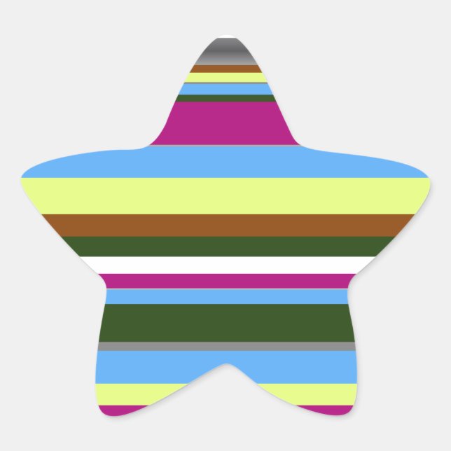 Colourful Customised Designer Stripe Star Sticker (Front)