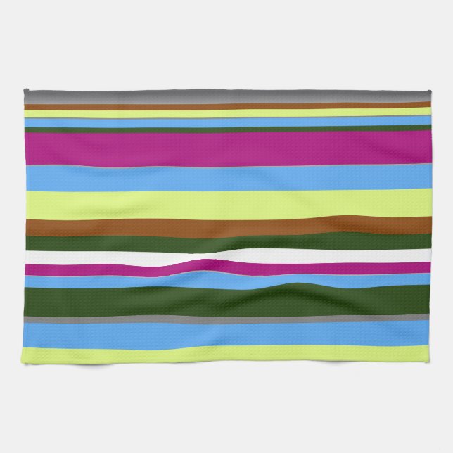 Colourful Customised Designer Stripe Tea Towel (Horizontal)