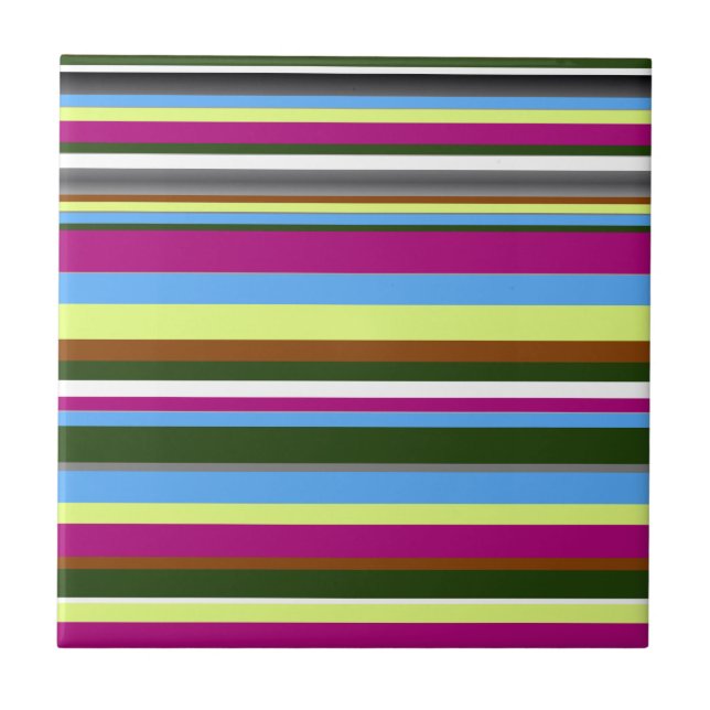 Colourful Customised Designer Stripe Tile (Front)