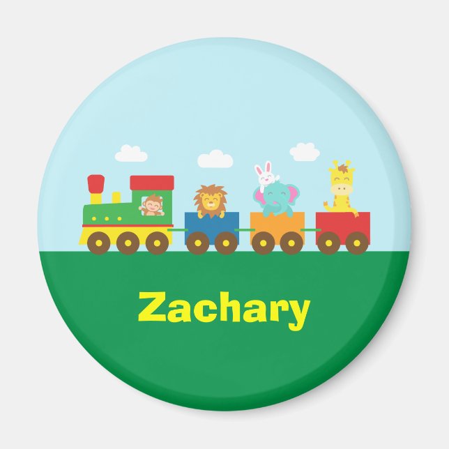 Colourful Cute Animals Train for Kids Magnet (Front)