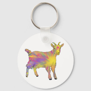 Colourful Cute Artsy Goat Funny Funky Animal Art Key Ring