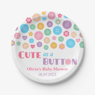 Colourful Cute as a Button Baby Shower Supplies Paper Plate