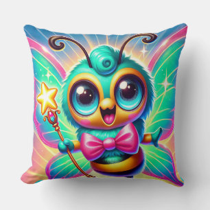 Colourful Cute Bee Character Holding Star Cushion