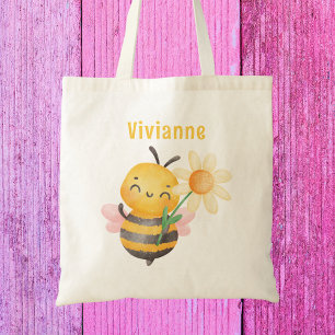 Colourful Cute Bee Girls Kids Modern Tote Bag