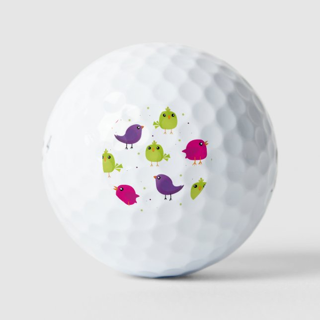 Colourful Cute Birds Pattern Golf Balls (Front)