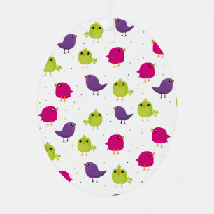 Colourful Cute Birds Pattern Metal Tree Decoration