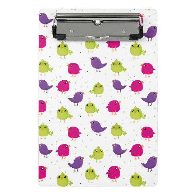 Colourful Cute Birds Pattern Mini Clipboard (Front)