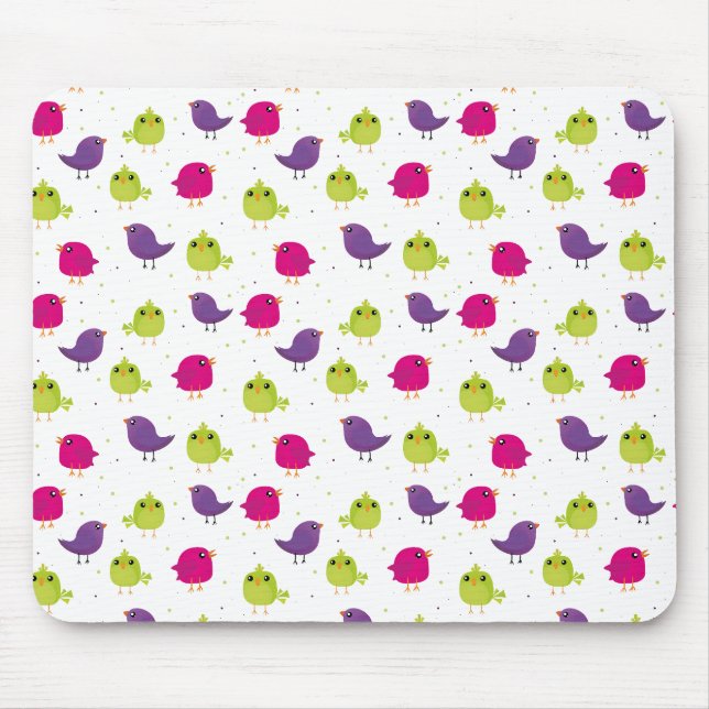 Colourful Cute Birds Pattern Mouse Mat (Front)