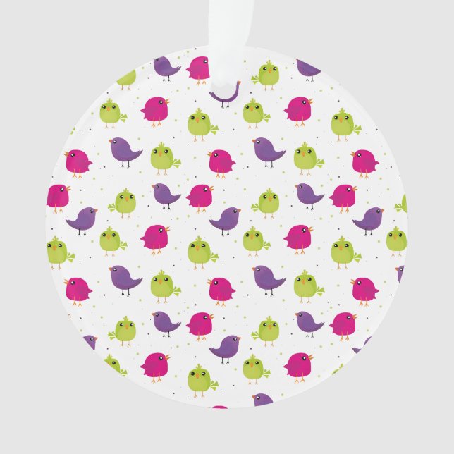 Colourful Cute Birds Pattern Ornament (Front)