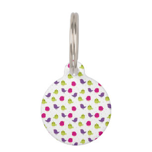 Colourful Cute Birds Pattern Pet Tag