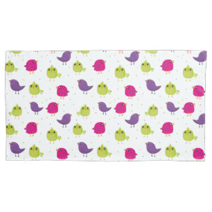 Colourful Cute Birds Pattern Pillowcase