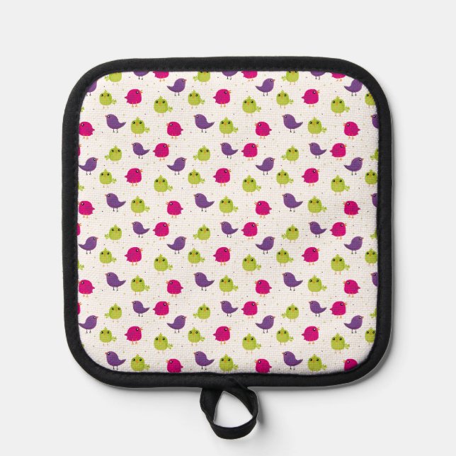 Colourful Cute Birds Pattern Pot Holder (Front)