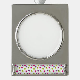 Colourful Cute Birds Pattern Silver Plated Banner Ornament