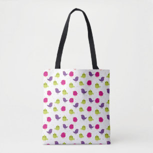 Colourful Cute Birds Pattern Tote Bag