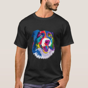 Colourful Cute Border Collie Vibrant Canine Puppy  T-Shirt