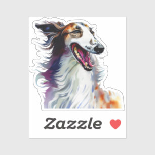 Colourful Cute Borzoi Art   Vibrant Greyhound Art