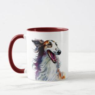 Colourful Cute Borzoi Art   Vibrant Greyhound Art Mug