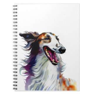 Colourful Cute Borzoi Art | Vibrant Greyhound Art Notebook