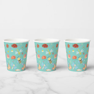 Colourful Cute Bugs Kids Birthday Paper Cups