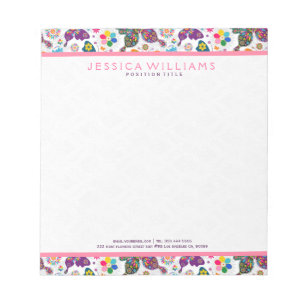 Colourful Cute Butterflies And Flowers Pattern Notepad