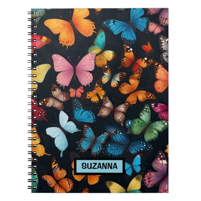 Colourful Cute Butterfly Personalised  Notebook (Front)