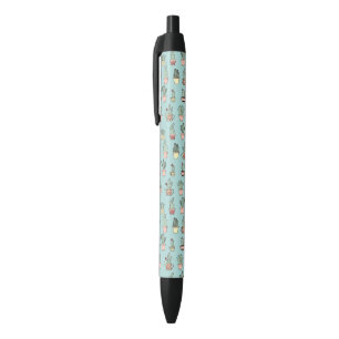 Colourful Cute Cactus In Hand Drawn Style Pattern Black Ink Pen