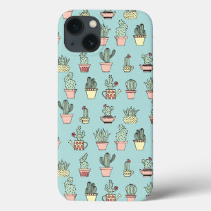 Colourful Cute Cactus In Hand Drawn Style Pattern iPhone 13 Case