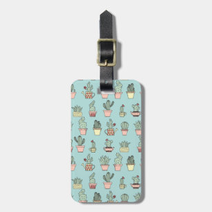 Colourful Cute Cactus In Hand Drawn Style Pattern Luggage Tag