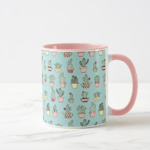 Colourful Cute Cactus In Hand Drawn Style Pattern Mug