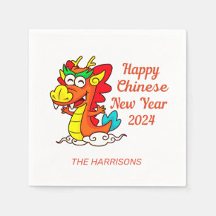 Colourful Cute Cartoon Dragon Chinese New Year Napkin