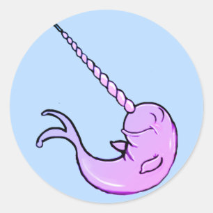 Colourful Cute Cartoon Kawaii Narwhal Classic Round Sticker