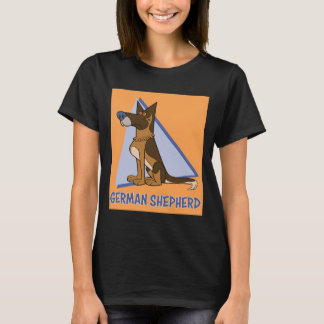 Colourful Cute Cartoon Style German Shepherd Dog T-Shirt