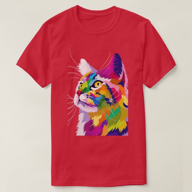 Colourful Cute Cat Abstract Animal Cats Kitty Kitt T-Shirt (Design Front)