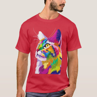 Colourful Cute Cat Abstract Animal Cats Kitty Kitt T-Shirt